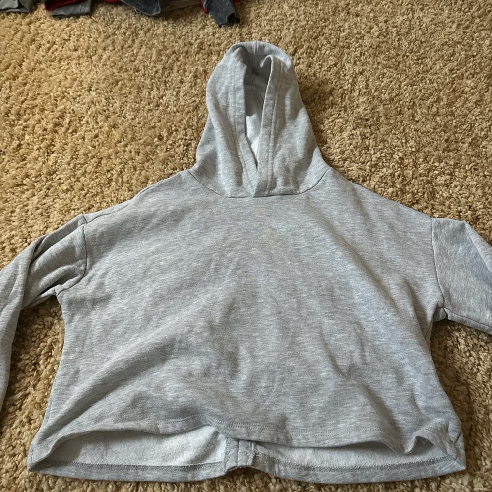 Grey Colorful planet cropped hoodie